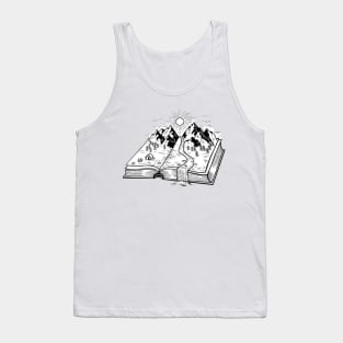 Mountain in a book - Digital drawing - B&W Tank Top